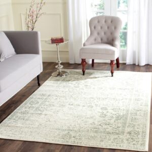 SAFAVIEH Adirondack Collection 6' Square Ivory / Sage ADR109V Oriental Distressed Non-Shedding Living Room Bedroom Dining Home Office Area Rug