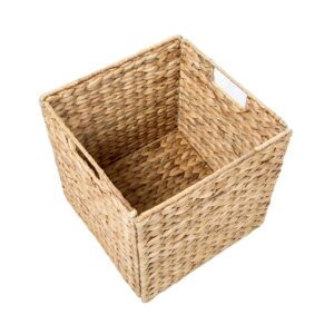 Foldable Hyacinth Storage Basket with Iron Wire Frame By Trademark Innovations (Set of 2) Natural