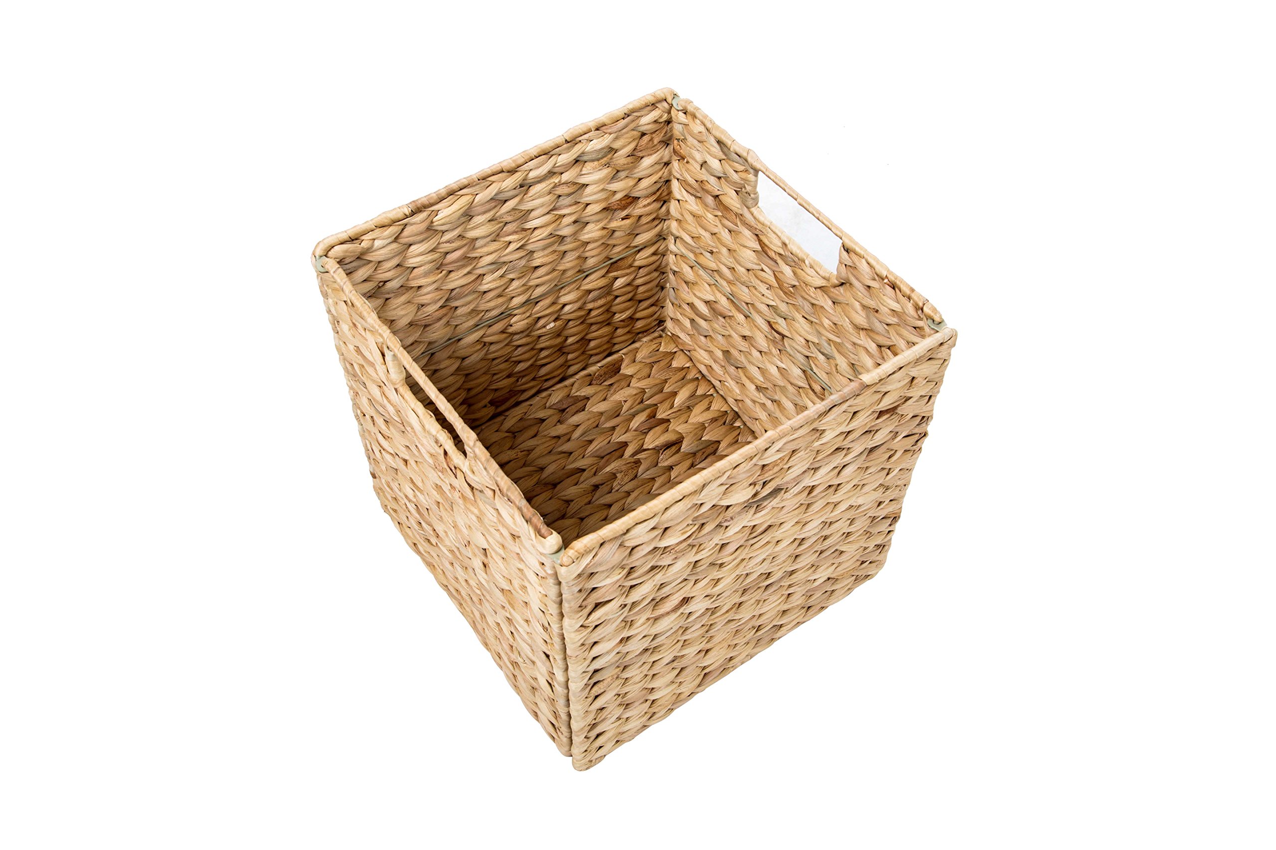 Foldable Hyacinth Storage Basket with Iron Wire Frame By Trademark Innovations (Set of 2) Natural