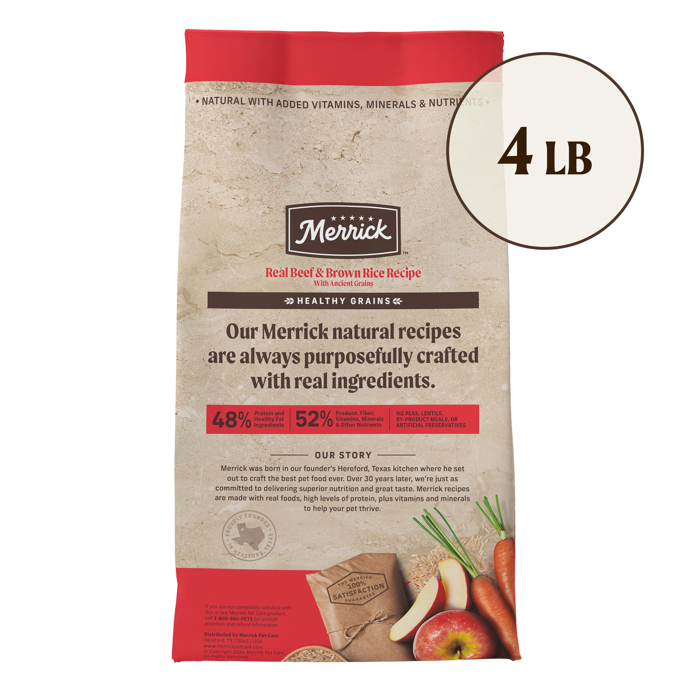 Merrick Healthy Grains Premium Adult Dry Dog Food, Wholesome And Natural Kibble With Beef And Brown Rice - 4.0 lb. Bag