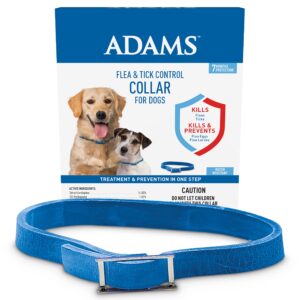 adams flea & tick control collar for dogs, 7-month protection, adjustable one size collar fits all, kills and repels fleas, ticks, flea eggs & flea larvae