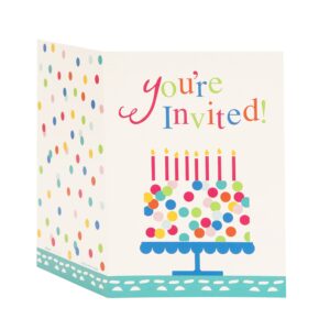 Unique Confetti Cake Birthday Party Invitations, 5.5" x 4", Multicolor