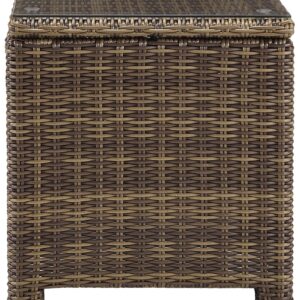 Crosley Furniture Bradenton All Weather Rattan Wicker Outdoor Side Table for Patio, Deck, Porch, Brown