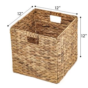 Foldable Hyacinth Storage Basket with Iron Wire Frame By Trademark Innovations (Set of 2) Natural