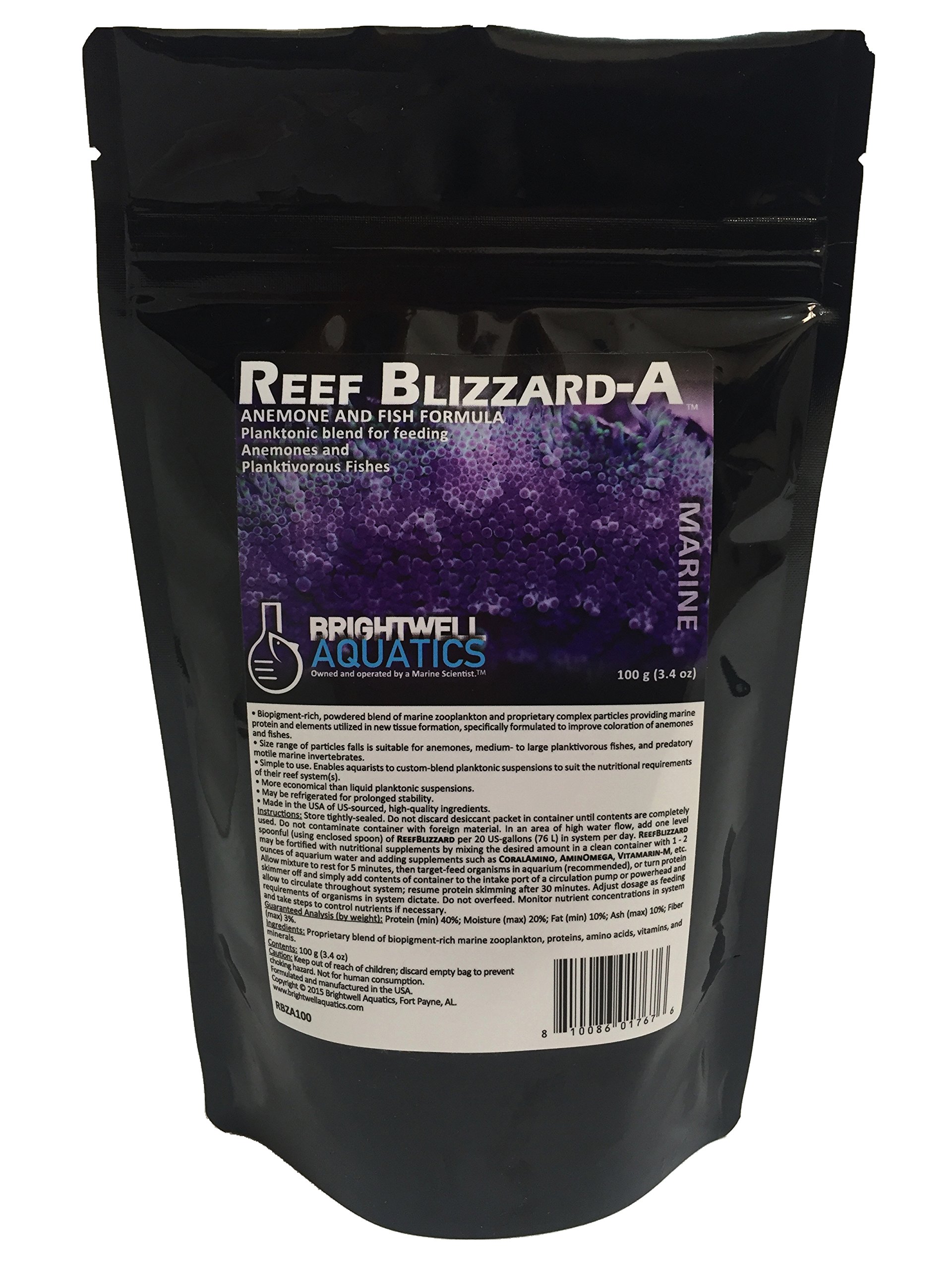 Brightwell Aquatics Reef Blizzard-A - Planktonic Food Blend for Anemones & Planktivorous Fish, 100 Grams