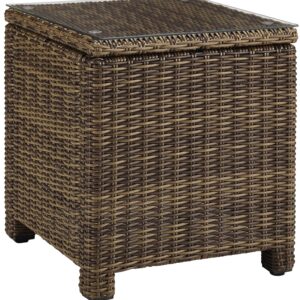 Crosley Furniture Bradenton All Weather Rattan Wicker Outdoor Side Table for Patio, Deck, Porch, Brown