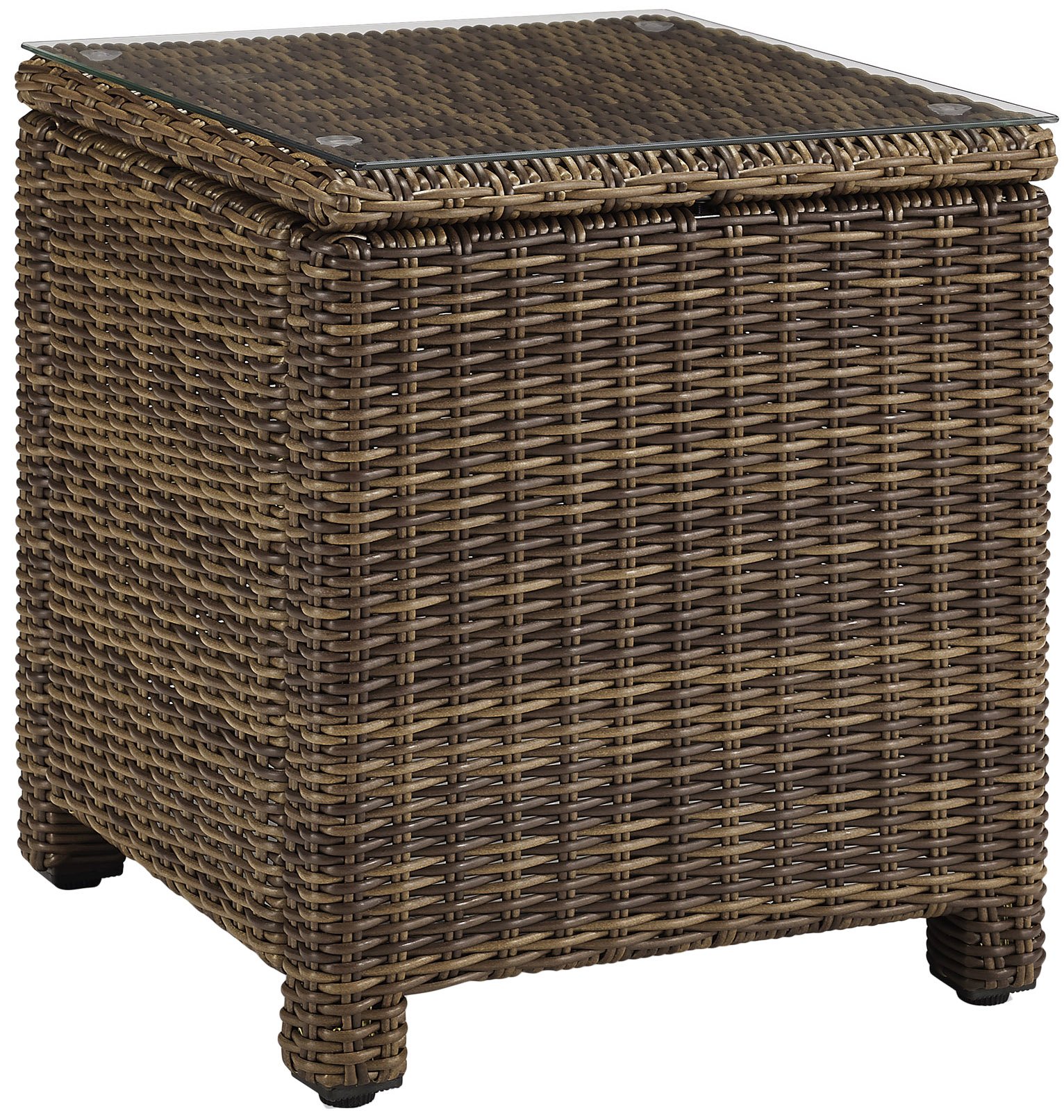 Crosley Furniture Bradenton All Weather Rattan Wicker Outdoor Side Table for Patio, Deck, Porch, Brown