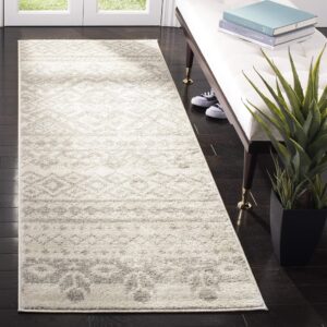 safavieh adirondack collection x-large area rug - 2'6" x 22', ivory & silver, rustic boho design, non-shedding & easy care, ideal for high traffic areas in living room, bedroom (adr107b)