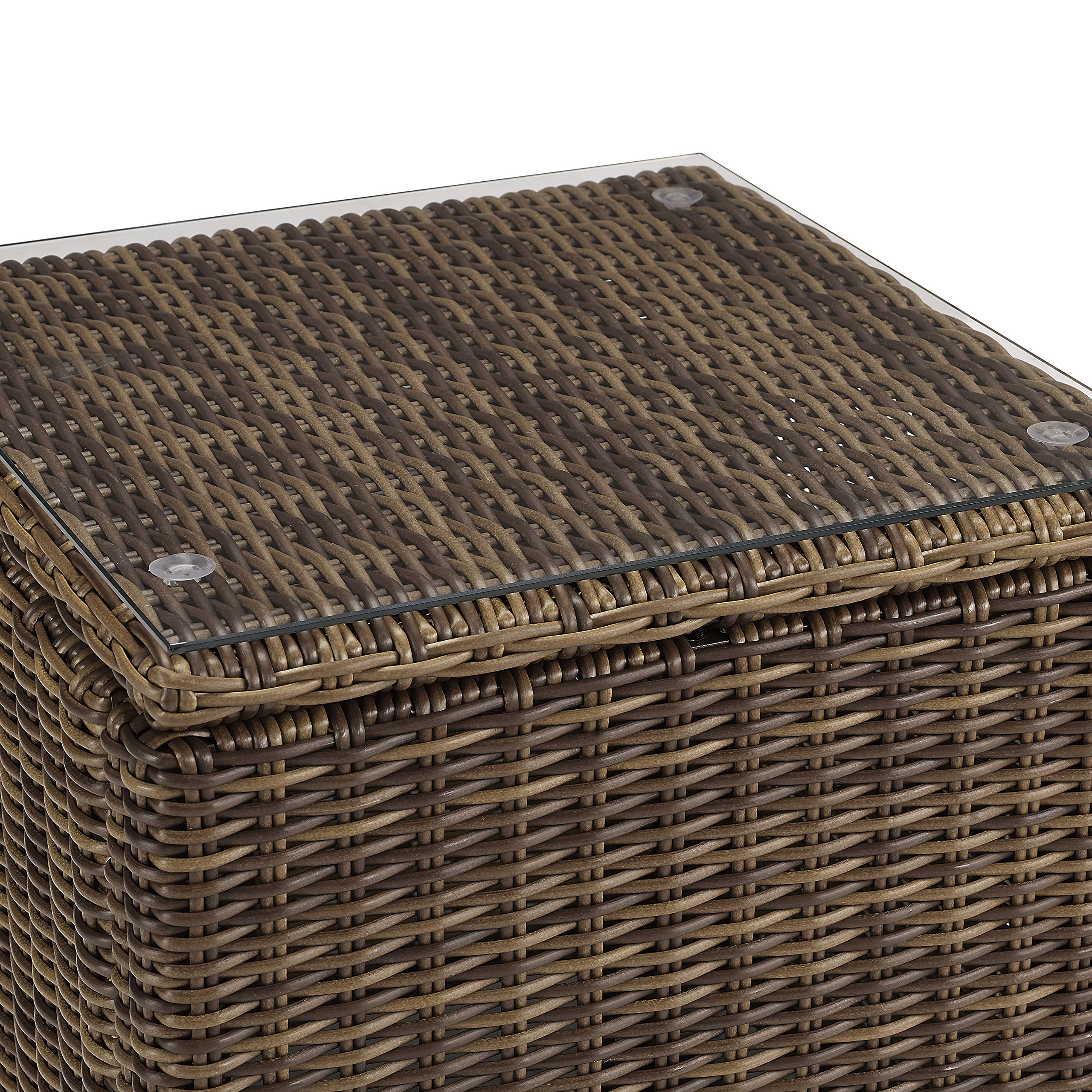 Crosley Furniture Bradenton All Weather Rattan Wicker Outdoor Side Table for Patio, Deck, Porch, Brown