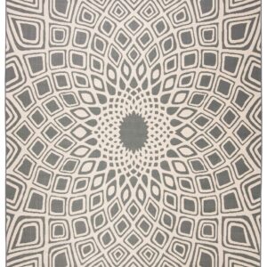 SAFAVIEH Courtyard Collection Area Rug - 9' x 12', Anthracite & Beige, Non-Shedding & Easy Care, Indoor/Outdoor & Washable-Ideal for Patio, Backyard, Mudroom (CY6616-23621)