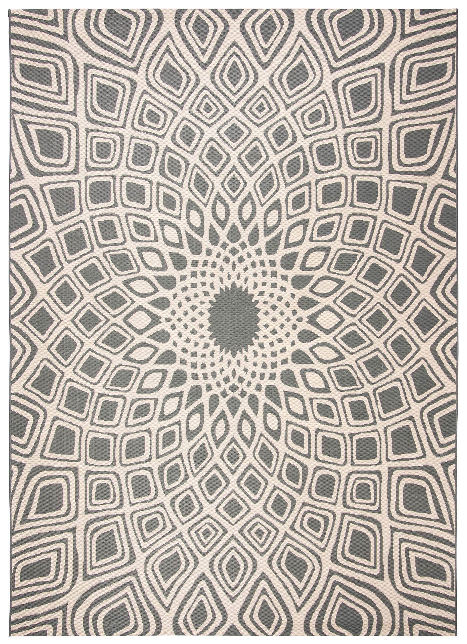 SAFAVIEH Courtyard Collection Area Rug - 9' x 12', Anthracite & Beige, Non-Shedding & Easy Care, Indoor/Outdoor & Washable-Ideal for Patio, Backyard, Mudroom (CY6616-23621)