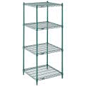 Nexel Poly-Green Adjustable Wire Shelving Unit, 4 Tier, Heavy Duty Commerical Storage Organizer Wire Rack, 24" x 24" x 63", Green