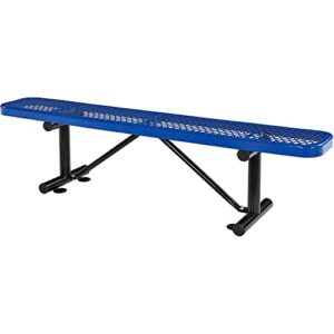 global industrial 6'l flat outdoor bench, expanded metal, blue