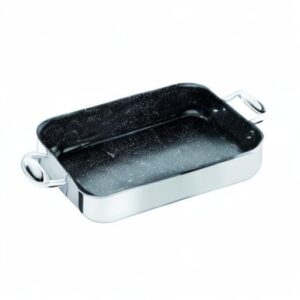 Mepra Glamour Stone 302190 Roaster Pan - 35 x 25cm, Stainless Steel Cookware, Dishwasher Safe Kitchenware