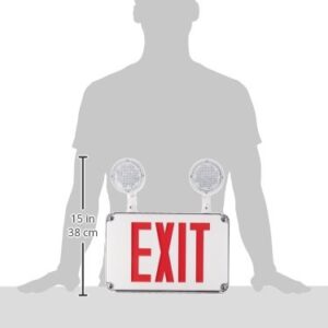 Morris 73456 LED Wet Location Combo Exit Sign and Emergency Light, Red Legend, White by Morris