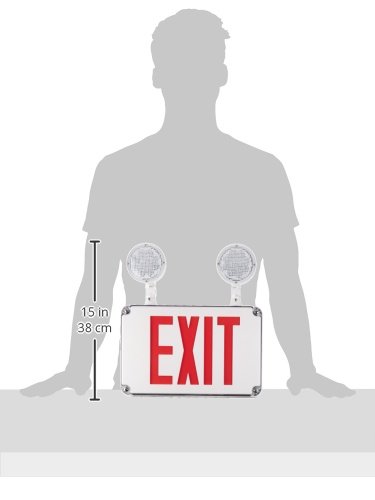 Morris 73456 LED Wet Location Combo Exit Sign and Emergency Light, Red Legend, White by Morris