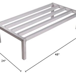 Winholt Equipment ALSQ-4-1224 Dunnage Rack, All Welded Aluminum Tubular Construction, 24" W x 48" L x 12" H, 4 ft., 1 Tier, for Commercial Use, NSF