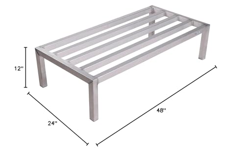 Winholt Equipment ALSQ-4-1224 Dunnage Rack, All Welded Aluminum Tubular Construction, 24" W x 48" L x 12" H, 4 ft., 1 Tier, for Commercial Use, NSF