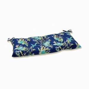 pillow perfect outdoor/indoor daytrip pacific tufted bench/swing cushion, 44" x 18.5", blue