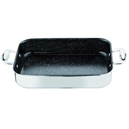 Mepra Glamour Stone 302190 Roaster Pan - 35 x 25cm, Stainless Steel Cookware, Dishwasher Safe Kitchenware