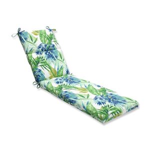 pillow perfect tropic floral indoor/outdoor split back chaise lounge cushion with ties, plush fiber fill, weather, and fade resistant, 72.5" x 21", blue/green soleil, 1 count