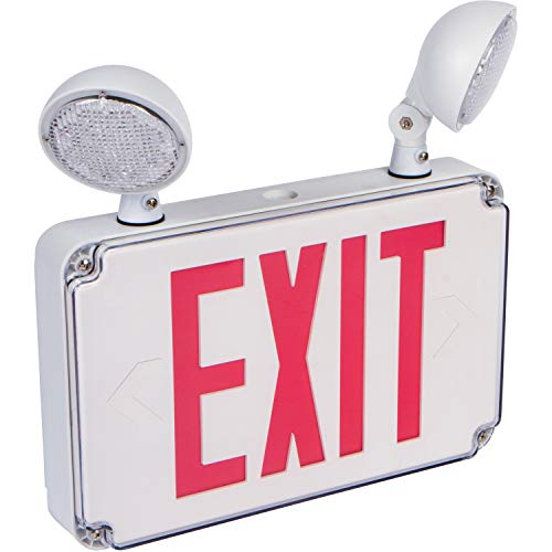 Morris 73456 LED Wet Location Combo Exit Sign and Emergency Light, Red Legend, White by Morris