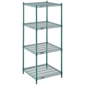 nexel poly-green adjustable wire shelving unit, 4 tier, heavy duty commerical storage organizer wire rack, 24" x 24" x 63", green