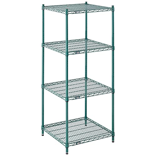 Nexel Poly-Green Adjustable Wire Shelving Unit, 4 Tier, Heavy Duty Commerical Storage Organizer Wire Rack, 24" x 24" x 63", Green