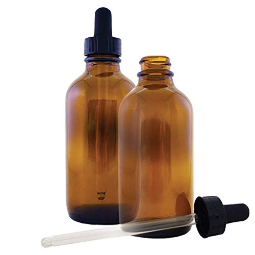 Amber Glass Bottle 4oz W/Glass Dropper - 2 Bottles