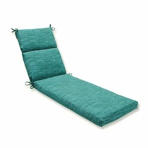 pillow perfect remi solid indoor/outdoor patio chaise lounge cushion plush fiber fill, weather and fade resistant, 72.5" x 21", blue