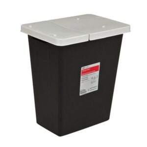 covidien 8617rc sharpsafety rcra hazardous waste container hinged lid, 18 gal capacity, black (pack of 5)