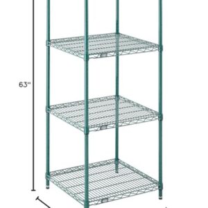 Nexel Poly-Green Adjustable Wire Shelving Unit, 4 Tier, Heavy Duty Commerical Storage Organizer Wire Rack, 24" x 24" x 63", Green