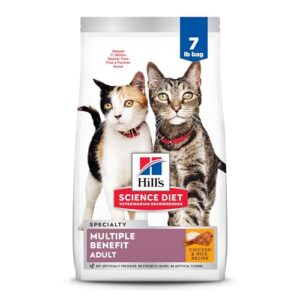 hill's science diet adult multiple benefit chicken recipe dry cat food, 7 lbs.