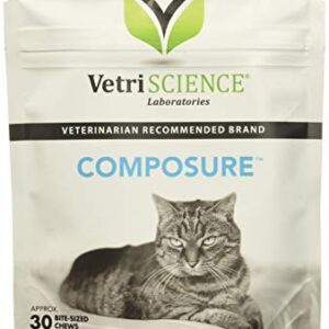 (4 Packages) VetriScience Laboratories - Composure Feline, 120 Bite-Sized Chews Total (30 Per Pack)