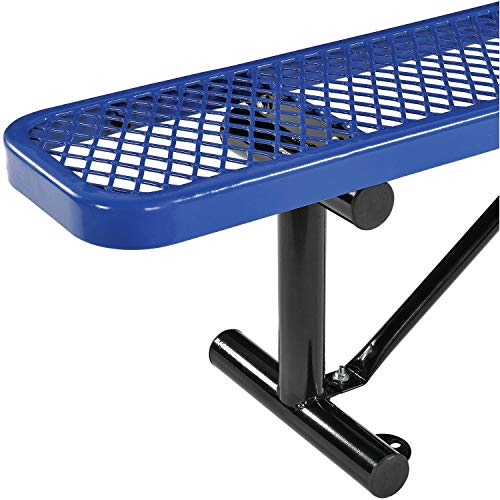 Global Industrial 6'L Flat Outdoor Bench, Expanded Metal, Blue