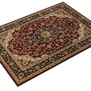 Well Woven Barclay Collection Medallion Kashan Red 5x7 Area Rug - for Living Room, Bedroom, and Dining Room