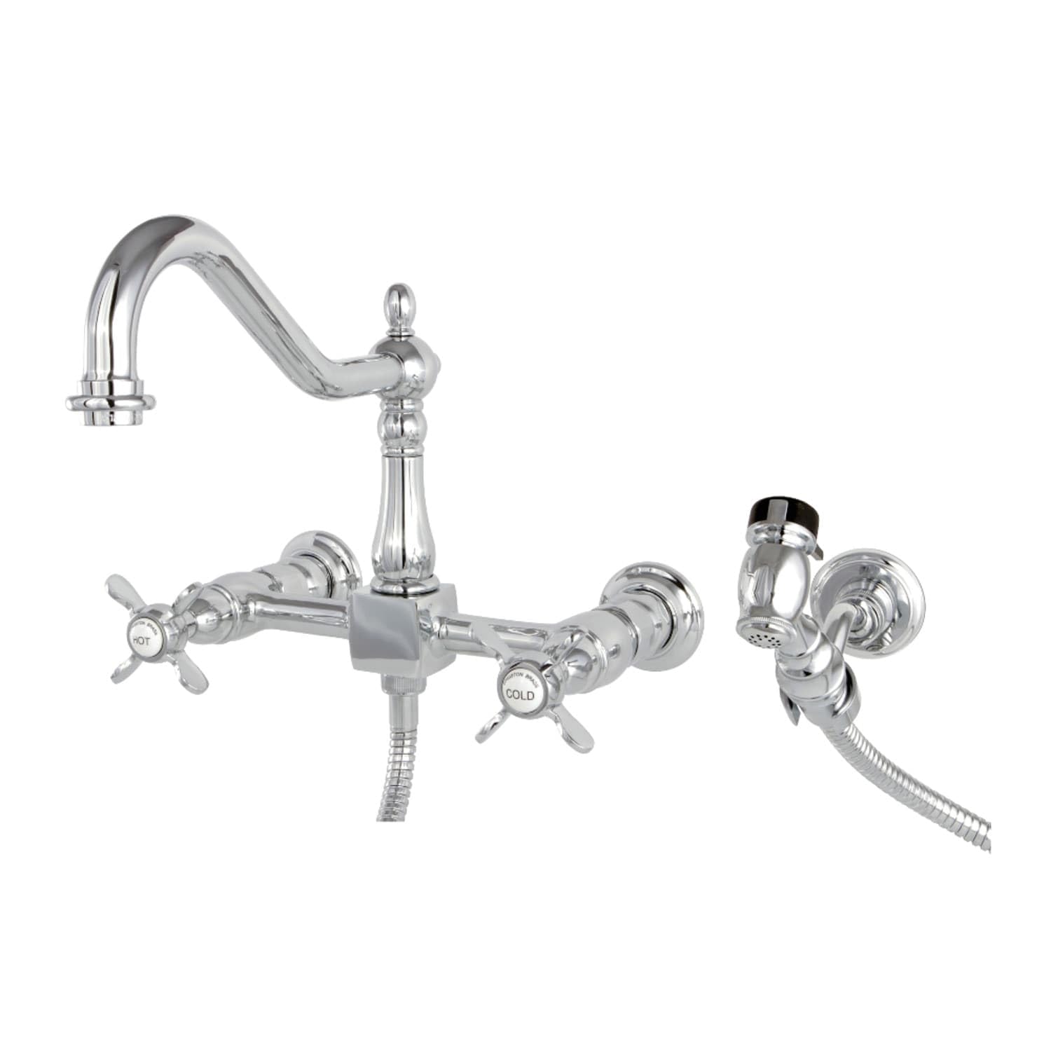 Kingston Brass KS7755ALBS+ English Country Kitchen Faucet with Brass Sprayer, Oil Rubbed Bronze Finish