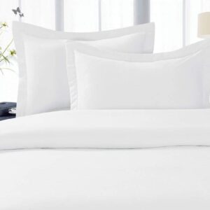 Tektrum 3 Piece 3pc Duvet Cover Set with Button Enclosure - 1800 Supreme Collection Super Soft Hotel Luxury Durable 100 GSM Brushed Microfiber, Wrinkle & Fade Resistant - White, Queen Size