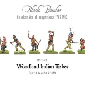 Warlord Black Powder Revolutionary War Native American Woodland Indians Tribe 1:56 Tabletop Miniatures - Plastic Paintable 1700-1900 Soldiers Set, Table Top 28mm Military Minifigures for Adults