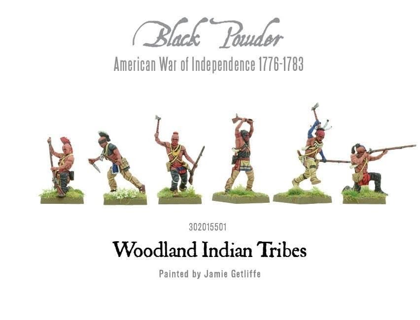 Warlord Black Powder Revolutionary War Native American Woodland Indians Tribe 1:56 Tabletop Miniatures - Plastic Paintable 1700-1900 Soldiers Set, Table Top 28mm Military Minifigures for Adults