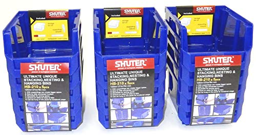 SHUTER HB-210 Ultra Stack and Hanging Storage Parts Bin 4" x 5.4" x 3" (105 x 137 x 76 mm) -15 pack (1010000)