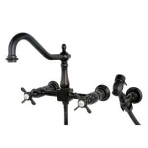 kingston brass ks7755albs+ english country kitchen faucet with brass sprayer, oil rubbed bronze finish