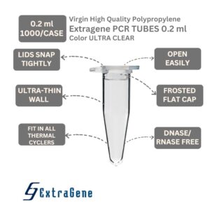 Extragene™ 0.2 ml PCR Tube Flat Caps, Ultra Thin Wall, DNase and RNase Free, 1,000/Case