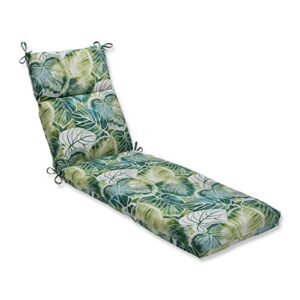 pillow perfect tropic floral indoor/outdoor split back chaise lounge cushion with ties plush fiber fill, weather, and fade resistant, 72.5" x 21", green/ivory key cove