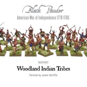 Warlord Black Powder Revolutionary War Native American Woodland Indians Tribe 1:56 Tabletop Miniatures - Plastic Paintable 1700-1900 Soldiers Set, Table Top 28mm Military Minifigures for Adults