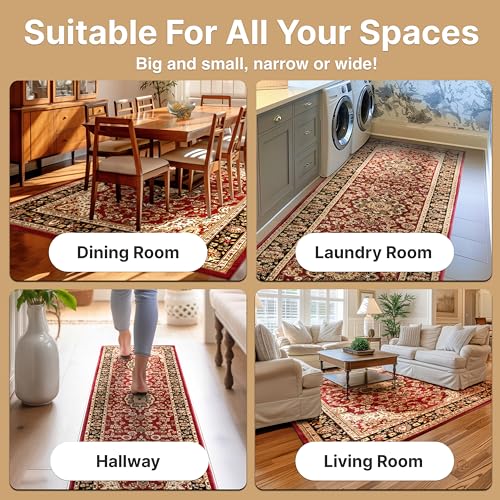 Well Woven Barclay Collection Medallion Kashan Red 5x7 Area Rug - for Living Room, Bedroom, and Dining Room