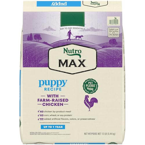 NUTRO MAX Puppy Recipe Dry Dog Food With Farm-Raised Chicken, 12 LB Bag