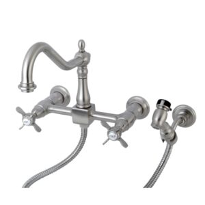 Kingston Brass KS7755ALBS+ English Country Kitchen Faucet with Brass Sprayer, Oil Rubbed Bronze Finish