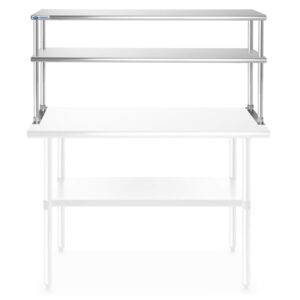 GRIDMANN NSF Stainless Steel Commercial 2 Tier Double Overshelf 48 in. x 12 in. for Kitchen Prep & Work Table