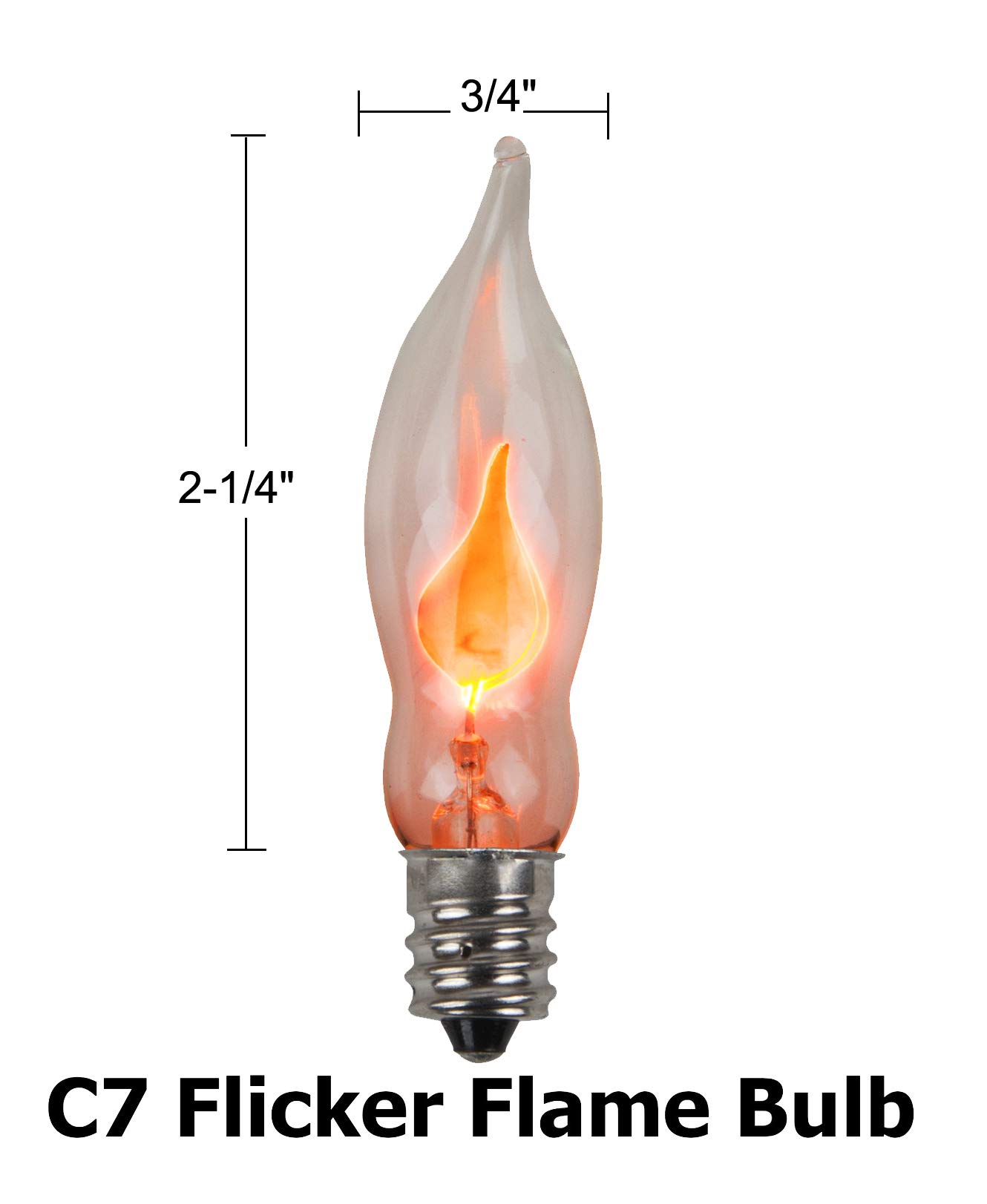 Creative Hobbies A101 Flicker Flame Light Bulb -3 Watt, 130 Volt, E12 Candelabra Base, Flame Shaped, Nickel Plated Base,- Dances with a Flickering Orange Glow -Wholesale Box of 10 Bulbs